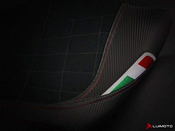 LuiMoto Diamond Edition Seat Cover for Ducati Monster 696/796/1100 - Suede/Cf Black/Silver