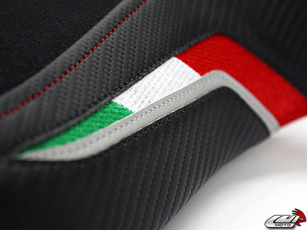 LuiMoto Team Italia Suede Seat Cover 10-11 MV Agusta Brutale 990R, 10-11 Brutale 1090R - Red Stitching