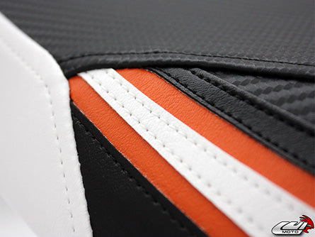 LuiMoto Team Kawasaki Seat Cover 2010-2013 Kawasaki Z1000 - CF Black/Orange/White