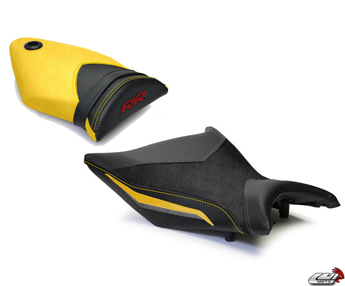 LuiMoto Technik Edition Seat Covers for 2009-2011 BMW S1000RR - Black/Cf Black/Yellow