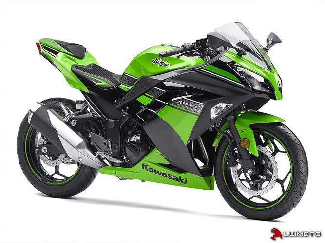 LuiMoto Team Kawasaki Seat Cover for 2013-2015 Kawasaki Ninja 300 - Black/CF Black/White