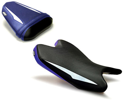 LuiMoto Raven Edition Seat Cover 2008-2015 Yamaha YZF R6 - Cf Black/White/Blue