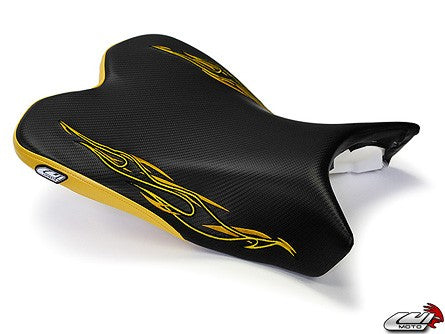 LuiMoto Flame Edition Seat Cover '09-'14 Yamaha YZF R1 - CF Black/Yellow