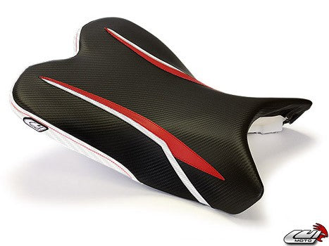 LuiMoto Raven Edition Seat Cover '09-'14 Yamaha YZF R1 - CF Black/Red/Pearl