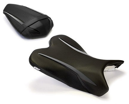 LuiMoto Raven Edition Seat Cover '09-'14 Yamaha YZF R1 - CF Black/Aluminum Black