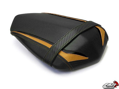 LuiMoto Raven Edition Seat Cover '09-'14 Yamaha YZF R1 - CF Black/Aluminum Gold