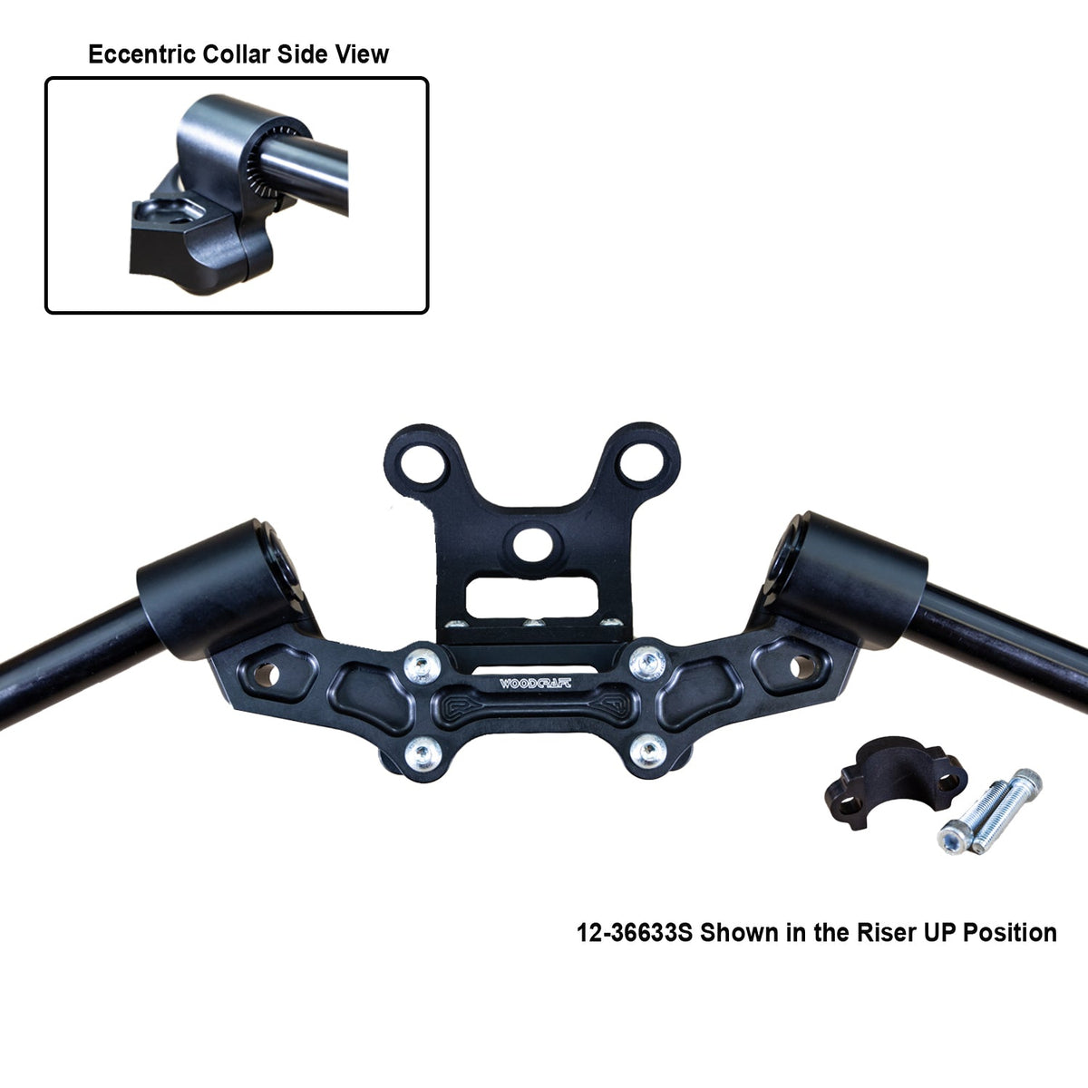 Woodcraft Clip-On Adapter Plate w/ Gauge Mount 18-21 Ducati Monster 797/821 | 35mm Front Adjustable Rise w/ Standard Black Bars and Reservoir Spacer