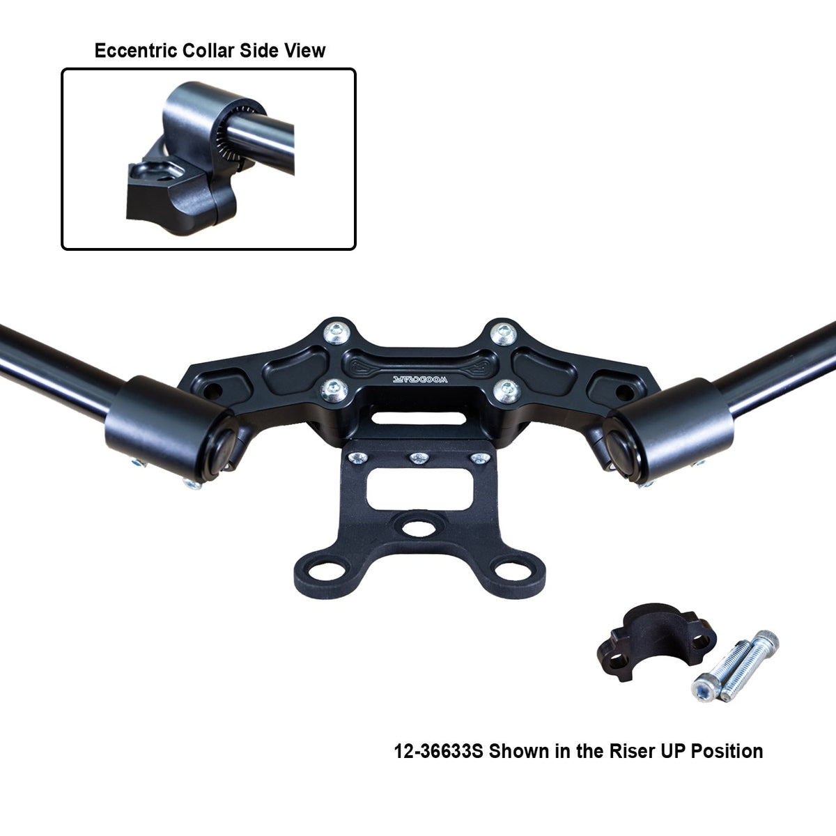 Woodcraft Clip-On Adapter Plate w/ Gauge Mount 18-21 Ducati Monster 797/821 | 35mm Front Adjustable Rise w/ Standard Black Bars and Reservoir Spacer