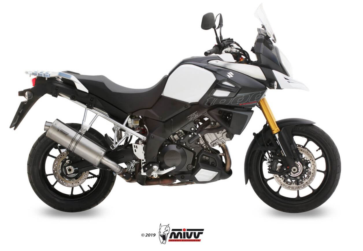 MIVV Oval Stainless Steel Slip-On Exhaust '14-'20 Suzuki V-Strom 1000