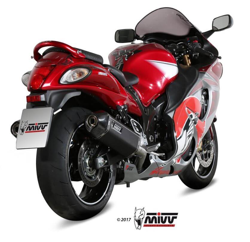 MIVV Speed Edge Black Stainless Steel Slip-On Exhaust '08-'17 Suzuki Hayabusa