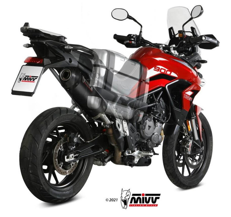 MIVV Oval Carbon Slip-On Exhaust '21-'23 Triumph Tiger 900/GT/Pro/Rally