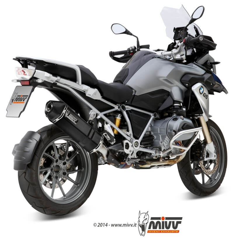 MIVV Speed Edge Black Stainless Steel Slip-On Exhaust '13-'18 BMW R 1200 GS/ADV