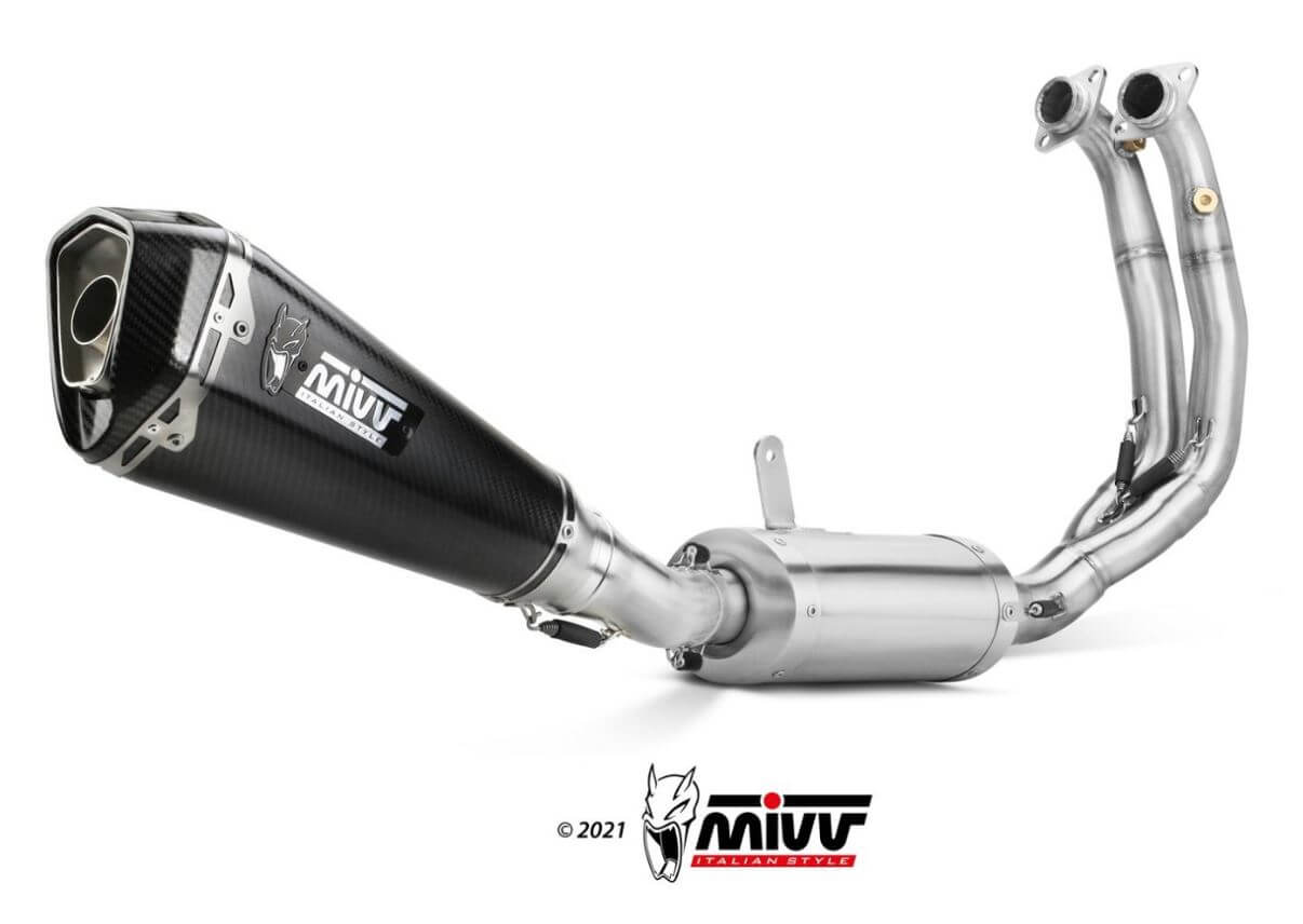 MIVV Delta Race Carbon Stainless Steel Full System Exhaust '21-'23 Aprilia Tuono 660