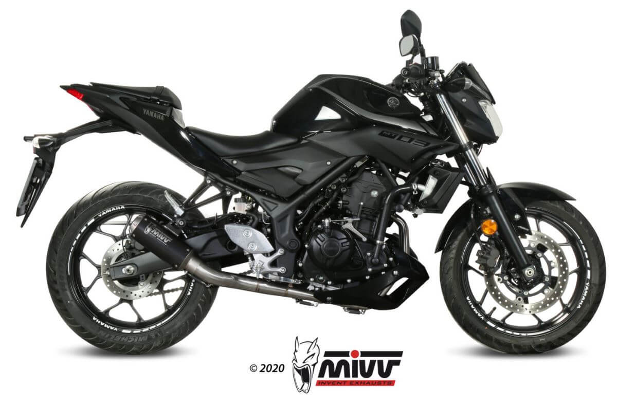 MIVV MK3 Black Stainless Steel Full System Exhaust '15-'23 Yamaha R3/MT-03
