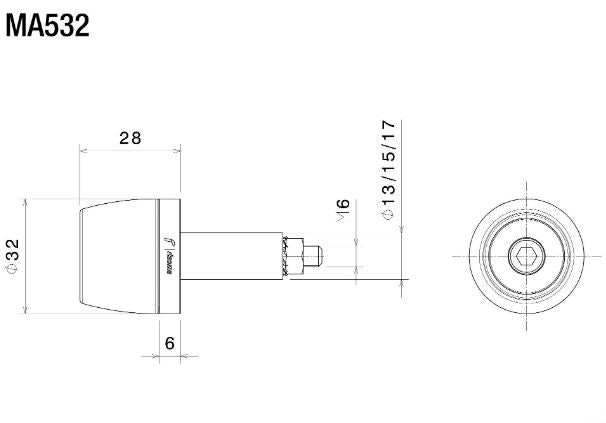 Rizoma MA532 Universal Bar ends / Handlebar Caps