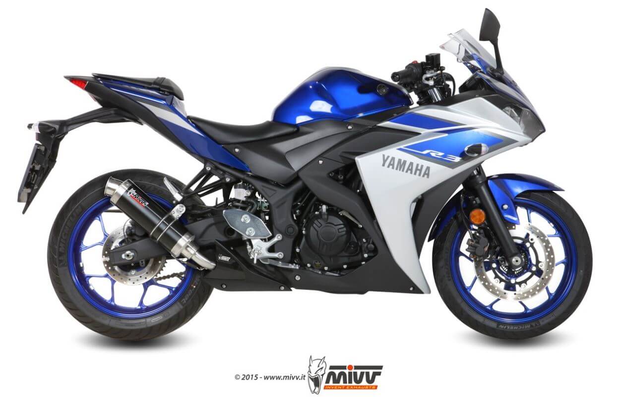 MIVV GP Black Stainless Steel Slip-On Exhaust '15-'23 Yamaha R3
