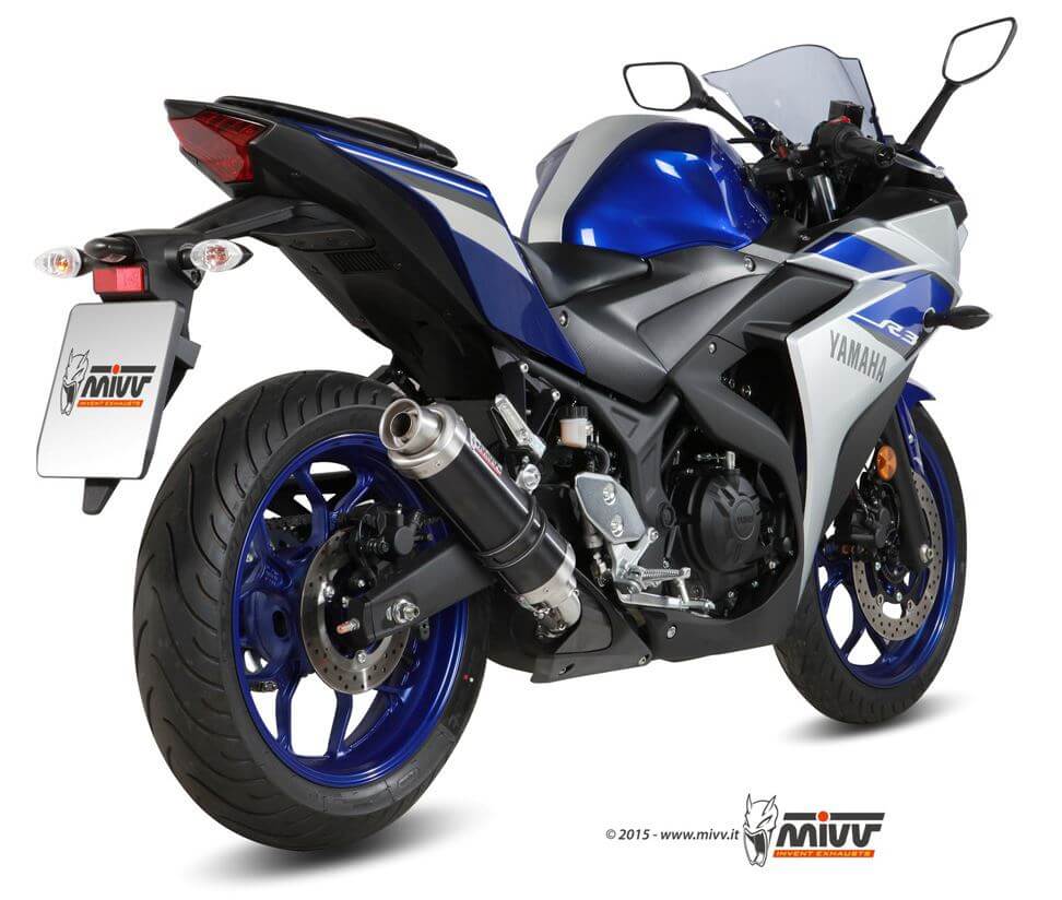 MIVV GP Black Stainless Steel Slip-On Exhaust '15-'23 Yamaha R3