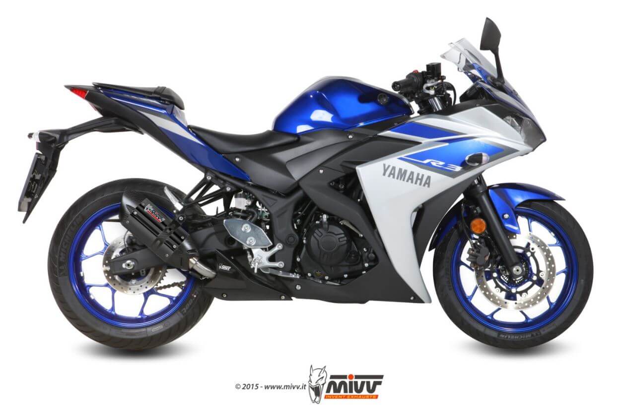 MIVV Suono Black Stainless Steel Slip-On Exhaust '15-'23 Yamaha R3