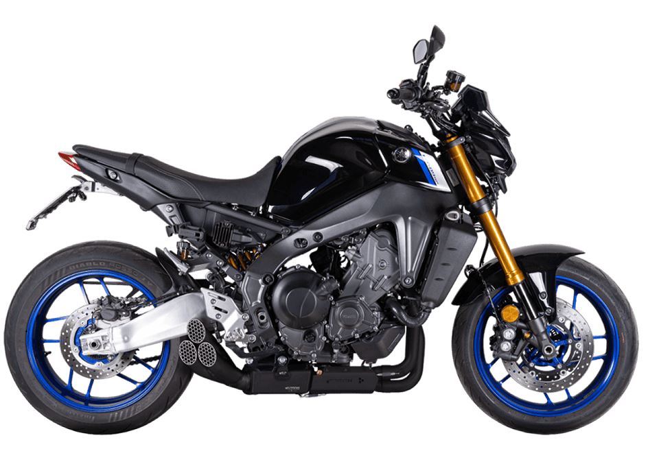 Spark Triple Exit Full Exhaust 21-24 Yamaha MT-09/XSR900 | Black Ceram