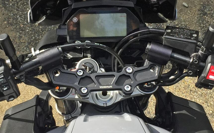 Woodcraft Clip-On Adapter Plate Riser Set w.Long Black Bars '17-'22 Yamaha MT-10/FZ-10