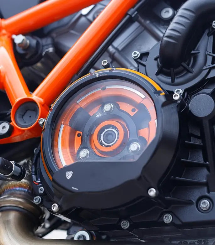 CNC Racing Clear Clutch Cover 16-24 KTM 1290/1390 Super Duke R/GT | Black/Orange