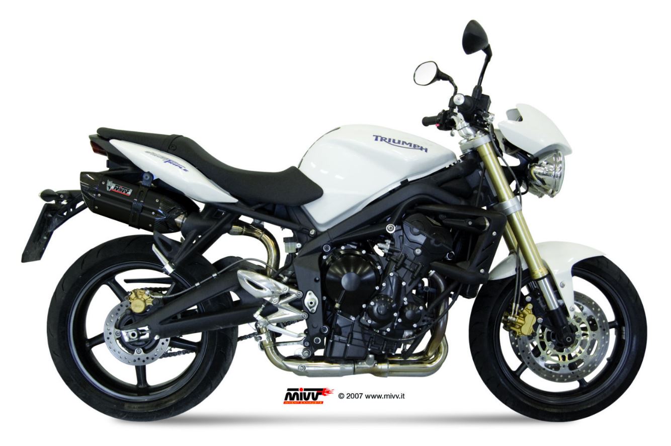 MIVV Suono Black Stainless Steel Slip-On Exhaust '07-'12 Triumph Street Triple 675