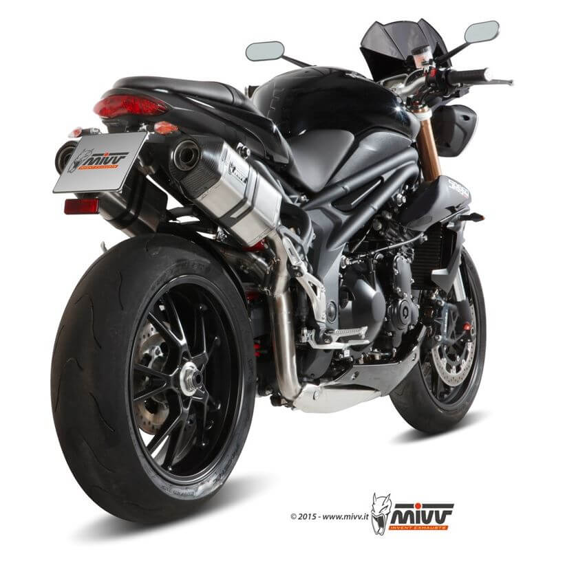 MIVV Speed Edge Stainless Steel Slip-On Exhaust '11-'15 Triumph Speed Triple 1050 R/S/RS