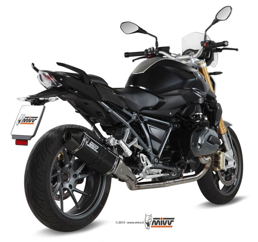 MIVV Speed Edge Black Stainless Steel Slip-On Exhaust '15-'18 BMW R 1200 R