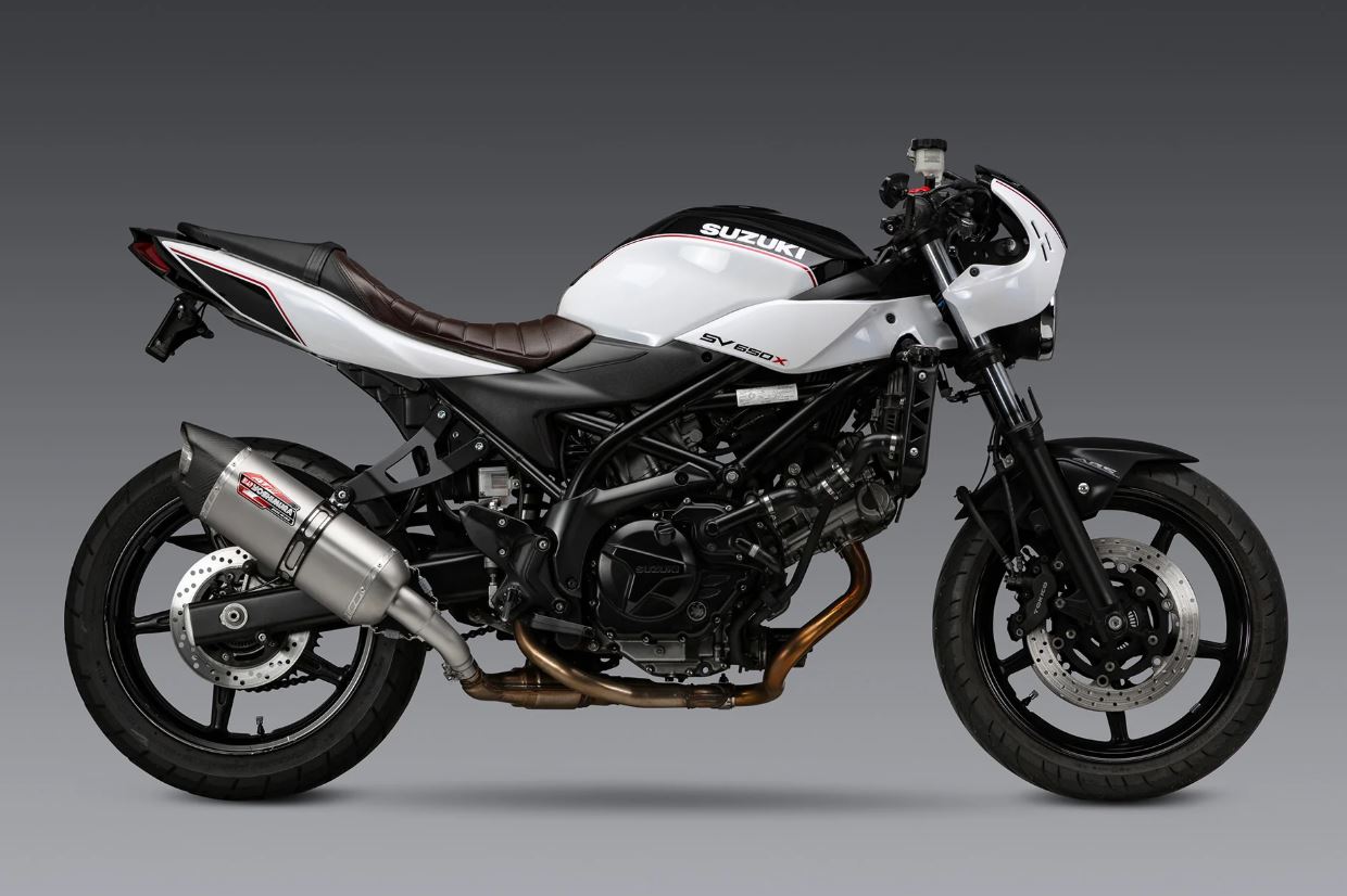 バイク SUZUKI  2AT Yoshimura AT2 Stainless Slip-On Exhaust 17-24 Suzuki SV650, 19-24 SV65