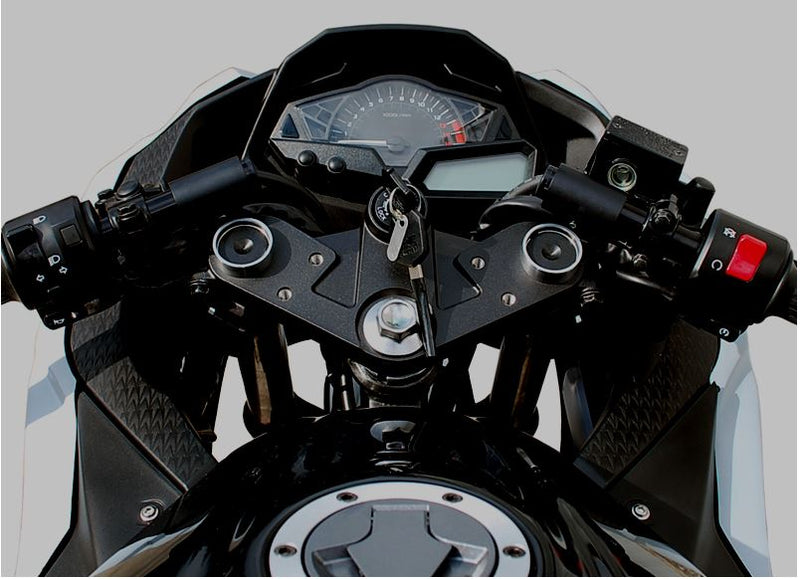 WoodCraft Clip-Ons Assembly Black Bars for '08-'12 Kawasaki Ninja 250, '13-'17 Ninja 300