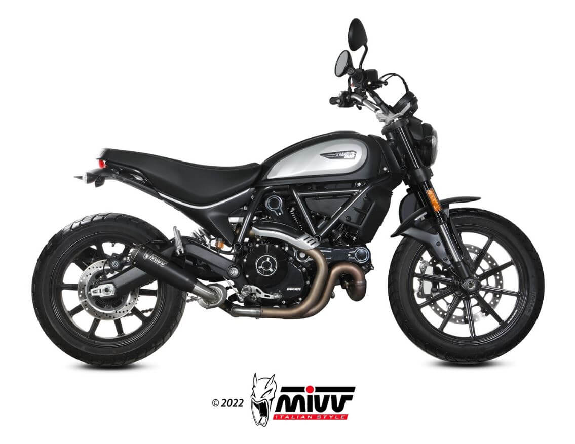 MIVV X-M1 Black Stainless Steel Slip-On Exhaust '21-'22 Ducati Scrambler 800