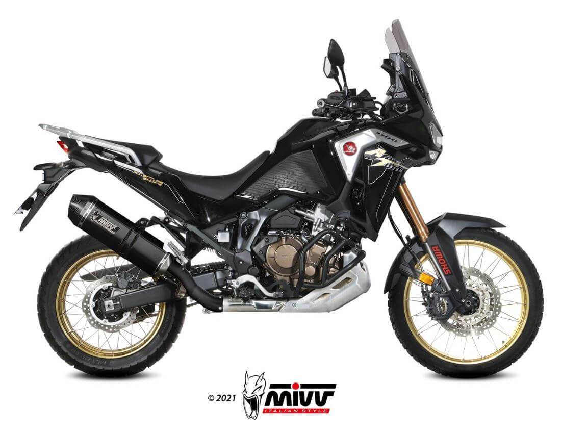 MIVV Speed Edge Black Stainless Steel Slip-On Exhaust '20-'23 Honda CRF 1100 L Africa Twin