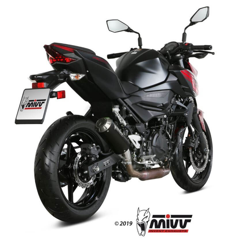 MIVV MK3 Black Stainless Steel Slip-On Exhaust '18/'19-'23 Kawasaki Ninja 400/Z400