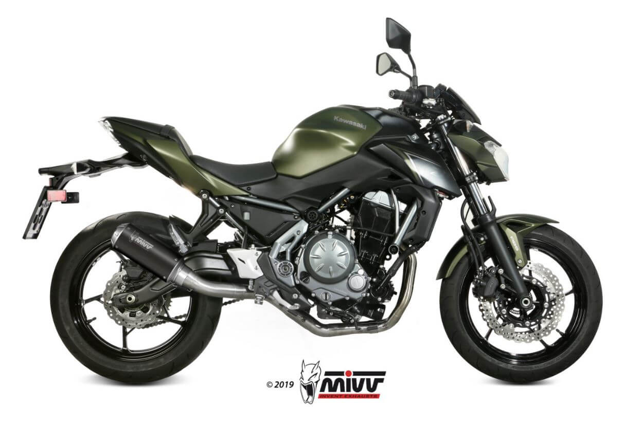 MIVV MK3 Black Steel Full Exhaust '17-'23 Kawasaki Ninja 650/Z650