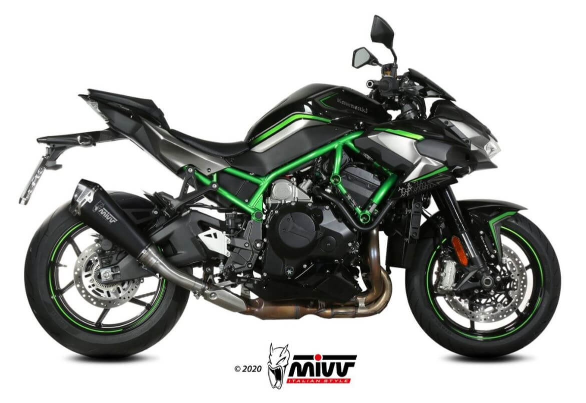 MIVV Delta Race Black Steel Slip-On Exhaust '20-'23 Kawasaki Z H2/SE