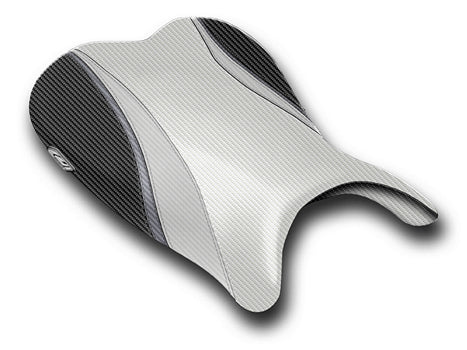 LuiMoto Team Suzuki Seat Covers for 2006-2007 Suzuki GSX-R 600/750 - CF Pearl/CF Silver/CF Gunmetal