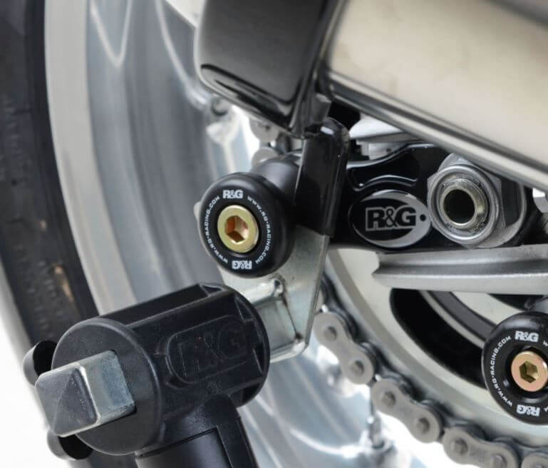 R&G Offset Cotton Reel Swingarm Spools Triumph '16-'18 Street Twin, '16-'18 Thruxton 1200/R
