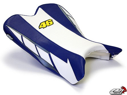 LuiMoto Limited Edition Seat Cover '09-'14 Yamaha YZF R1 - CF White/Blue