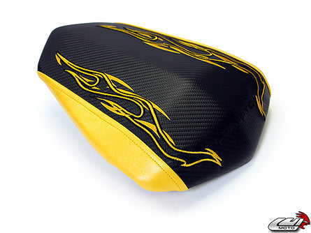 LuiMoto Flame Edition Seat Cover 2009-2014 Yamaha YZF R1 - CF Black/Yellow