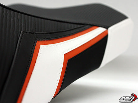 LuiMoto Team Kawasaki Seat Cover 2010-2013 Kawasaki Z1000 - CF Black/Orange/White