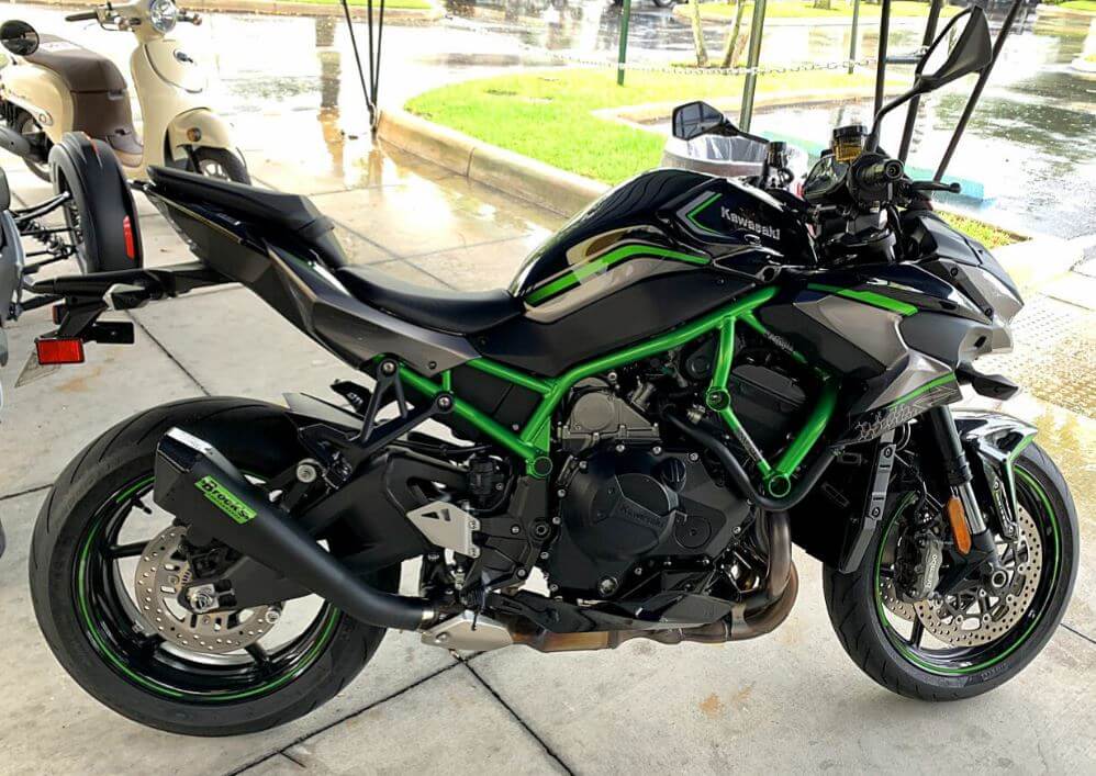Brock Performance Single Penta-Carbon Slip-On Exhaust - Kawasaki Z H2
