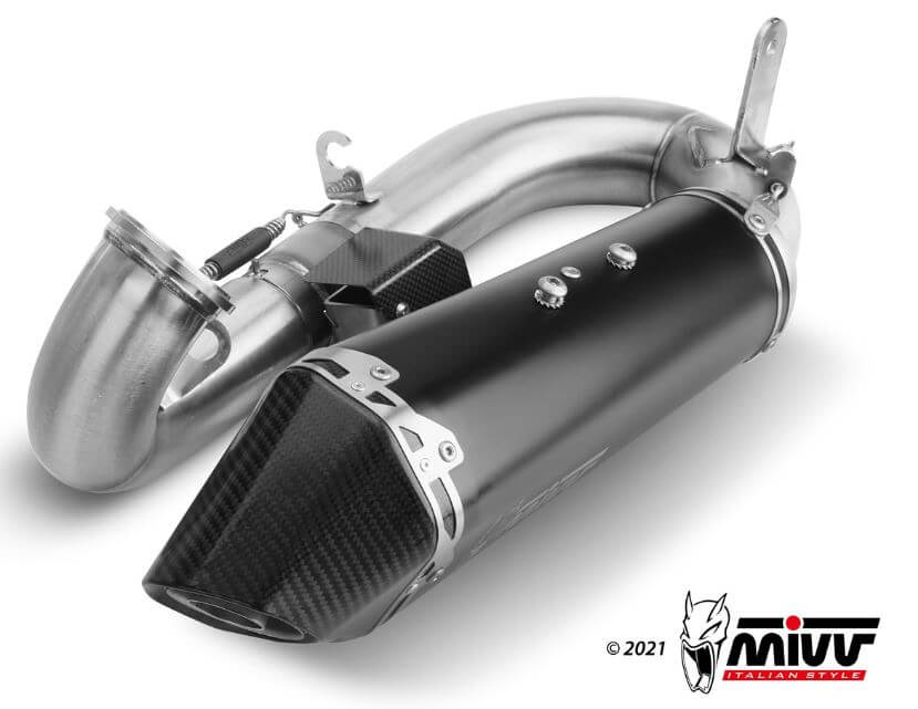 MIVV Delta Race Black Stainless Steel Slip-On Exhaust '21-'22 Ducati Panigale V2, Streetfighter V2