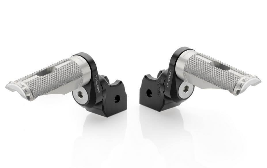 Rizoma Eccentric Rider Peg Adapters for Ducati Monster 821/1200, Hypermotard/Hyperstrada 821/939, Scrambler, Supersport, Multistrada 1200/950