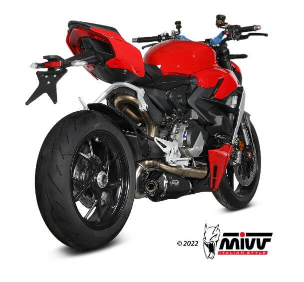 MIVV Delta Race Black Stainless Steel Slip-On Exhaust '21-'22 Ducati Panigale V2, Streetfighter V2