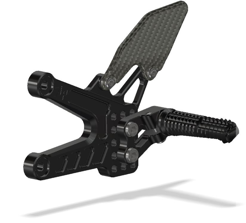 Attack Performance Adjustable Rearsets '06-'20 Yamaha R6 (carbon heel guards)