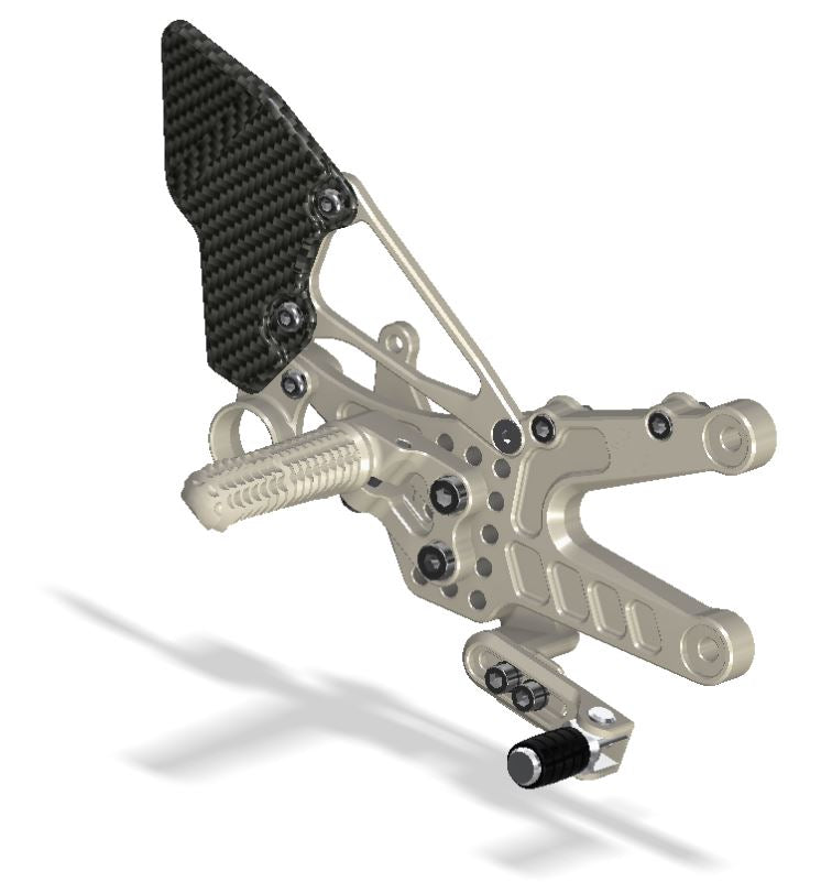 Attack Performance Adjustable Rearsets '06-'20 Yamaha R6 (carbon heel guards)