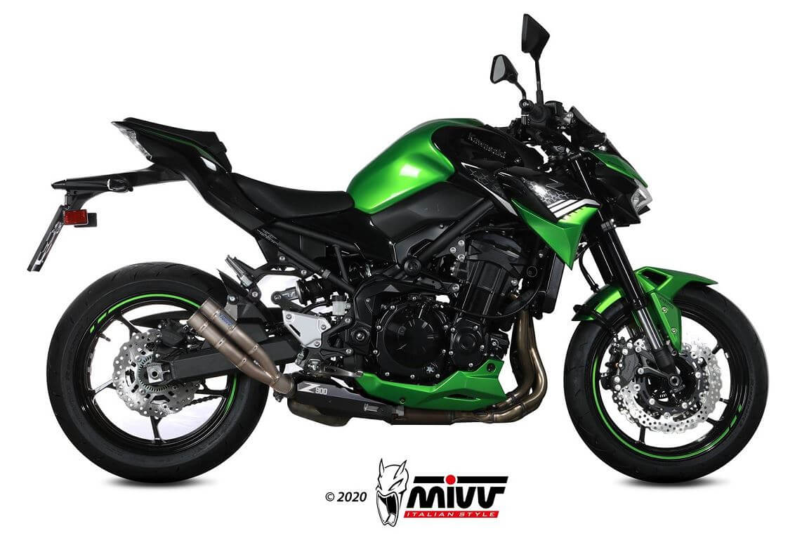 MIVV Double Gun Titanium Steel Slip-On Exhausts '20-'22 Kawasaki Z900 | K.052.SDG 