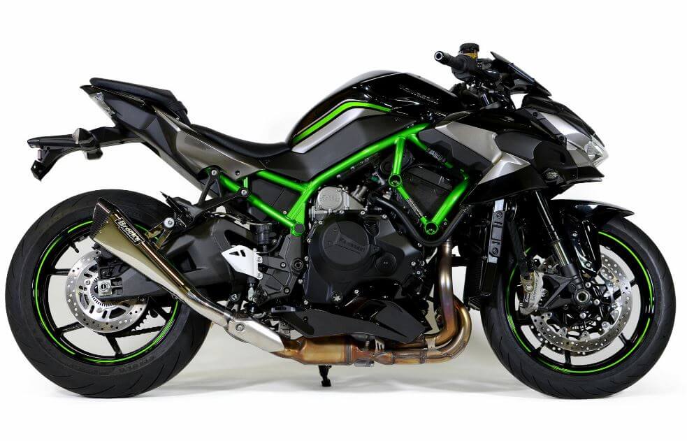 Brock Performance Single Penta-Carbon Slip-On Exhaust - Kawasaki Z H2