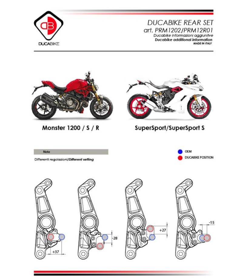 Ducabike Adjustable Rearsets 2017+ Ducati Monster 1200/S/821