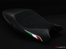 LuiMoto Diamond Edition Seat Cover for Ducati Monster 696/796/1100 - Suede/Cf Black/Black - Black Diamond Stitching